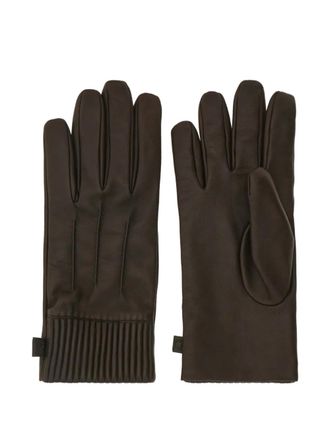 Ferragamo lined topstitching gloves - men - Cashmere/Nappa Leather - 9.5 - Brown