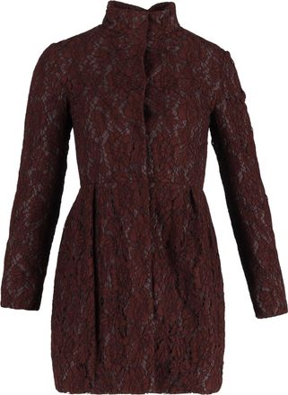 Valentino Pre-owned Womens Garavani Lace Mini Dress in Burgundy Cotton Wool - Size EU 40 (Womens)