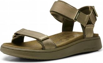 Woden Womens Line Sandal In Dark Olive