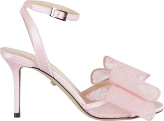 Mach & Mach Pink Le Cadeau Lace-Insert Ankle-Strap Leather Sandals