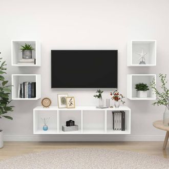 Berkfield Home 5 Piece TV Cabinet Set White Engineered Wood