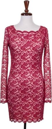 Double Zero Womens Sheer Lace Dress In Wine