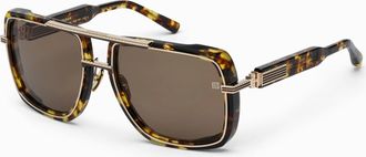 Balmain SOLDIER Brown Navigator Unisex Sunglasses BPS-160D GLD-TRT 59