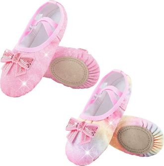 Generic GLDFW Shoes Split-Sole Glitter Flats Soft Breathable Ballet Shoes for Girls Toddler/Kid Bow Knot