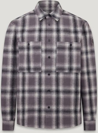 Belstaff Outpost Flannel Shirt Mens Cotton Check Black / Tornado Grey / Cement Grey Size 2XL