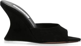 Aquazzura Open Toe Slip-On Wedge Hak - Dames - Sleehakken - Zwart - 37 EU - Schoenen