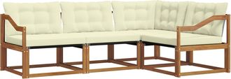 vidaXL Conjunto De Sof&aacute;s De Exterior 4 Uds. Natural Y Crema Vidaxl