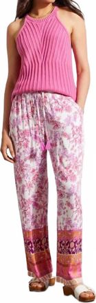 Tribal Preslie Printed Floral Border Pants In Daiquiri