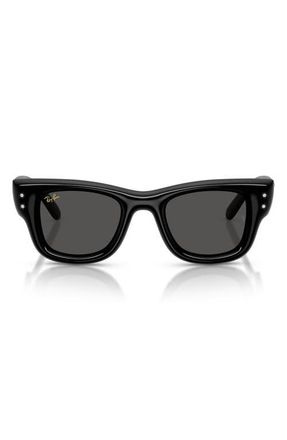 Ray-Ban Wayfarer Puffer 47mm Small Square Sunglasses in Black With Strass /Dark Grey at Nordstrom