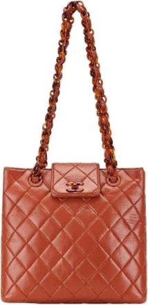 Chanel Pre-owned Shoulder Bags, female, Orange, Size: ONE SIZE Pre-owned Coco Mark Matelasse Lambskin Shoulder Bag