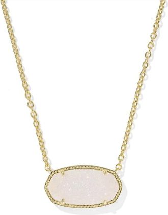 Kendra Scott Womens Elisa Statement Short Pendant Necklace In Gold Iridescent Drusy