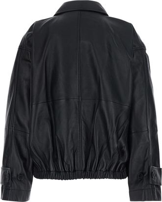 R&oacute;he Womens Blouson Jacket Black Lamb Leather Coat