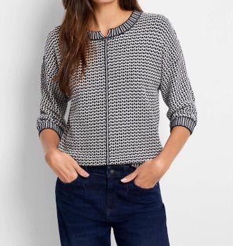 Nic+Zoe Easy Tuck Stitch Sweater In Indigo Mix
