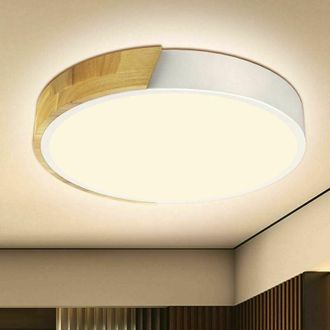 OEM Plafonnier Led - 18 W - 4500 K - &Oslash;30 Cm - Bois Ch&ecirc;ne Fer - Pour Chambre Salon Cuisine Balcon Couloir