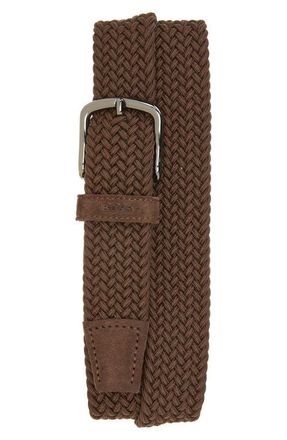 BOSS Sash Woven Elastic Belt in Dark Brown at Nordstrom, Size 30