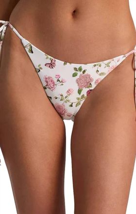 PQ Swim Embroidered Tie Side Bikini Bottom In English Rose