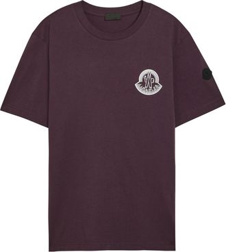 Moncler Badge Printed Cotton T-shirt - Purple - L