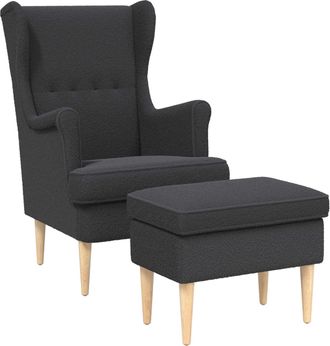 vidaXL Sill&oacute;n Con Pouf 2 Uds. Gris Oscuro Boucl&eacute; Vidaxl