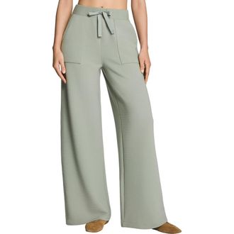 Spanx AirEssentials Wide Leg French Terry Rib Pants in Sage Brush at Nordstrom, Size X-Small