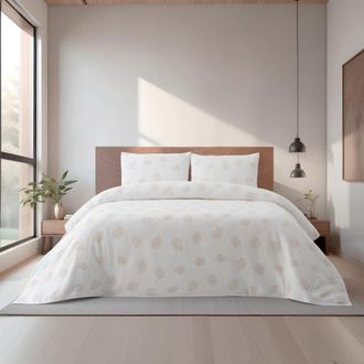 Casa da Laura Funda n&oacute;rdica geom&eacute;trico 100% algod&oacute;n marr&oacute;n cama 105 cm (180 x 220 cm