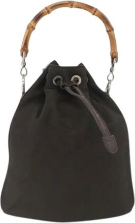 Gucci Pre-owned Bucket Bags, female, Green, Size: ONE SIZE Pre-owned Vintage bamboo bucket bag