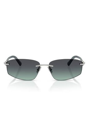 Tiffany & Co. 59mm Irregular Rectangular Sunglasses in Silver /Azure Gradient Grey at Nordstrom