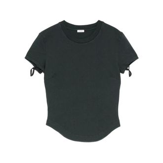 Covert T-Shirts, female, Black, Size: XS Bow-Detail Curved-Hem T-Shirt