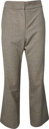The Row High-Rise Flared Trousers in Beige Wool