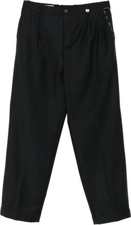 Myths Zwarte Geplooide Jeans met Middelhoge Taille - Heren - Wijde Broeken - Zwart - XL - Broeken