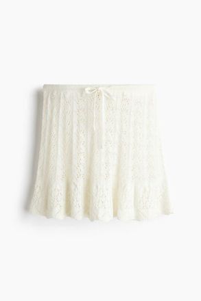 H&M Pointelle-knit Skirt in White at Nordstrom, Size Xx-Small