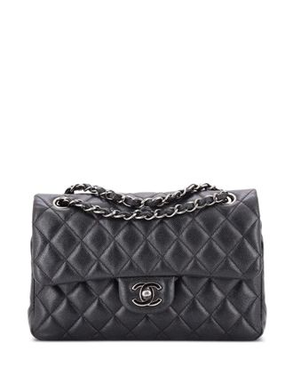 Chanel Classic Double Flap Bag Quilted Iridescent Caviar kleine schoudertas - Zwart