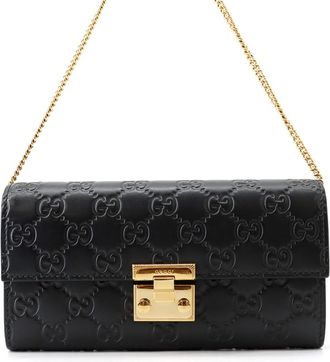Gucci Black Gg Leather Chain/Shoulder Wallet (Pre-Owned)