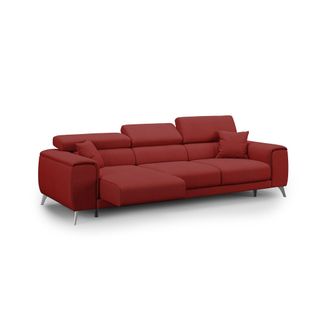 Divani.Store Fusion Sof&aacute; Con Asientos Deslizantes En Tela Suave Antimanchas 260 Cm Rojo