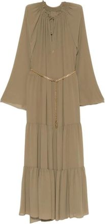 Michael Kors Smocked High-Neck Maxi Jurk - Dames - Maxi kleedjes - Groen - XS - Kleedjes