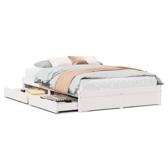 Berkfield Home Bed Frame without Mattress White 150x200 cm King Size Solid Wood Pine