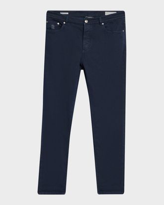 Brunello Cucinelli Men & apos;s Dyed Denim Slim-Straight Leg Five-Pocket Pants