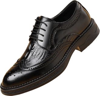 Generic Mens Oxford Leather Shoes British Style Brogue Design Business Dress Casual Footwear for Weddings Grooms and Formal Occasions(Black,8.5)