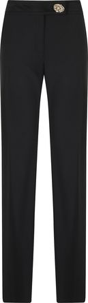 Raquel Diniz Black Straight-Leg Wool-Blend Pants
