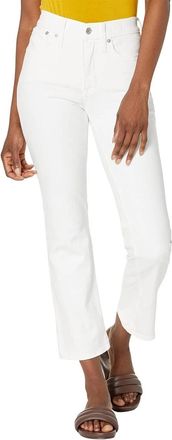 Madewell Womens Madewell Kick Out Jeans White Denim Stretch Straight Leg Cropped RED652