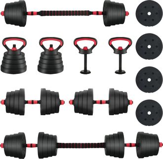 vidaXL Juego De Mancuernas 4 En 1 40 Kg Negro Y Rojo Vidaxl