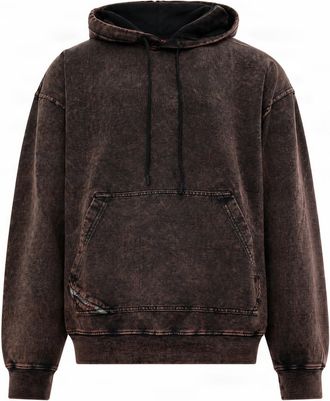 Diesel Dark Brown Stone-Washed Oversized Cotton Hoodie