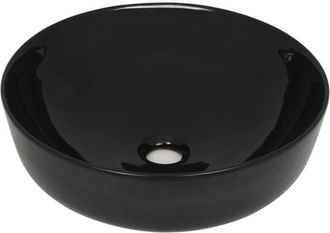 vidaXL Lavabo Redondo De Cer&aacute;mica Negro 41,5x13,5 Cm Vidaxl