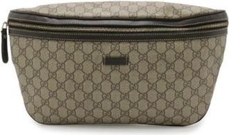 Gucci Pre-owned GG Supreme Body Bag - Dames - Vintage Heuptassen - Beige - ONE Size - Leer - Vintage
