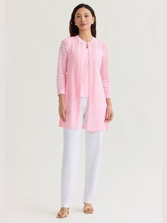 Misook Heritage Tonal Burnout Knit Jacket in Pink at Nordstrom, Size Xx-Large