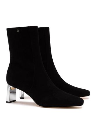 Larroude Womens Larroude Alexis Boots Black Leather Side Zip Ankle Bootie ZAP1776