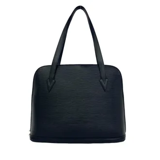 Louis Vuitton Black Leather Shoulder Bag Tote Bag (Pre-Owned)