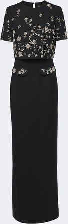 Oscar De La Renta Embellished wool-blend bustier gown