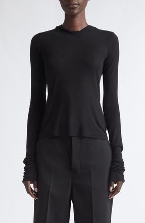 Rick Owens Rib Crop Sweater Hoodie in Black at Nordstrom, Size 48