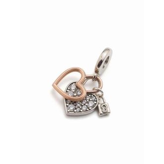 Pandora Accessoires, Dames, Veelkleurig, ONE Size, Hartslot Dubbele Dangle Bedel