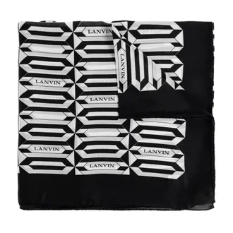 Lanvin Silky Scarves, female, Black, Size: ONE SIZE Silk Scarf With Logo